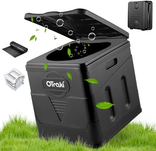 OTraki Portable Toilet Potty Loo, Outdoor Camping Toilet Foldable Travel Toilet for Adults Campervan Toilet with Gel Lightweight Porta Potty for Fishing Caravan Picnic & Festivals, Black