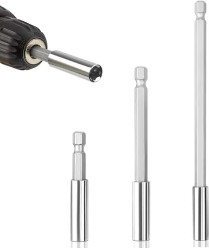 Juego de 3 Portabrocas Taladro, Soportes Magnéticos para Puntas Largas, Extensión, Vástago Hexagonal de 1/4 Pulgadas, Soporte Magnético para Destornillador de Impacto, 2 Pulgadas, 4 y 6 Pulgadas