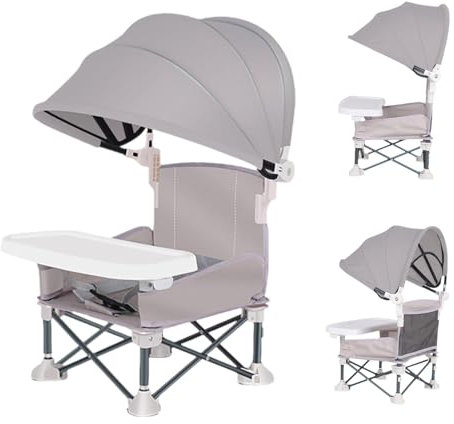 Silla De Camping Para Bebé - Asiento Elevador De Viaje Para Bebé | Asiento De Comedor Para Niños Pequeños Zvn Zojne - Gray