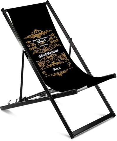 Ferocity Personalisierbarer Aluminium Liegestuhl Stuhl ohne Armlehne One Size Klappbar Klappliegestuhl Sonnenliege Gartenliegestuhl mit Wechselbezug Motiv Vintage [119]