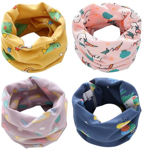 DKDDSSS 4 Stück Schlauchschal Halstuch Multifunktionstuch, Loop Schal Kinder, Loop Schal Baby Schal, Schlauchschal Kinder, SSchlauchschal Baby Schlauchschall, Neck Warmer, Nackenwärmer Winddicht