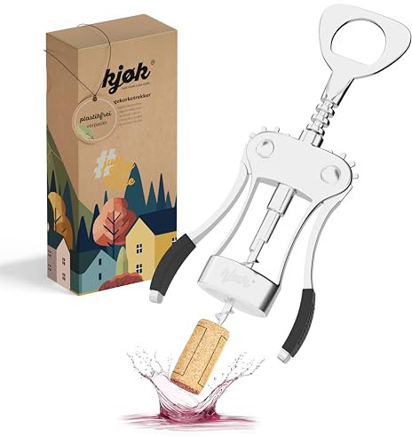 kjøk Premium Apribottiglie per vino, cavatappi ad ala multifunzionale - apribottiglie in lega di zinco per bottiglie di vino con tappo in sughero e bottiglie di birra