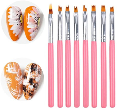 Pinceles Para Uñas, 8 Pcs Gradient Cepillo de Uñas Set, Pincel para Arte de Uñas, Profesional Nail Art Cepillo Pintura Punteado de Gel para Decoración de Uñas, Kit de Herramienta de Uñas
