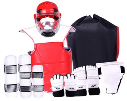 JISADER 8 Pièces Équipement de Taekwondo avec Protecteurs pour Arts Martiaux, M