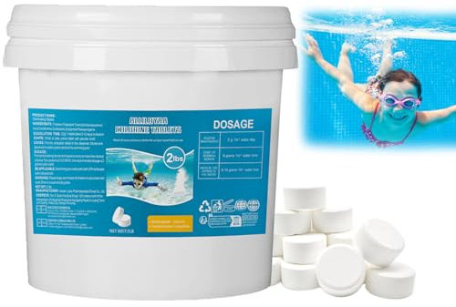 Chlorine Tablets for Swimming Pool, 2LB Chlorine Tablets for 1 inch Tub, Suitable for Swimming Pools Spas and Hot Tubs Fountain, Water Park Bathtub, Multifunctional Pool Clean Tablets