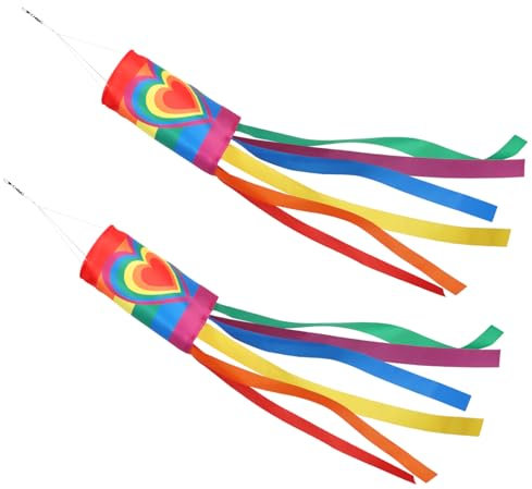 2 Pieces Rainbow Windsock, Colorful Spiral Windsocks Hanging Decoration, 100CM Windsock Flag for Outdoor Garden Patio Backyard Festival Celebrations Decoration