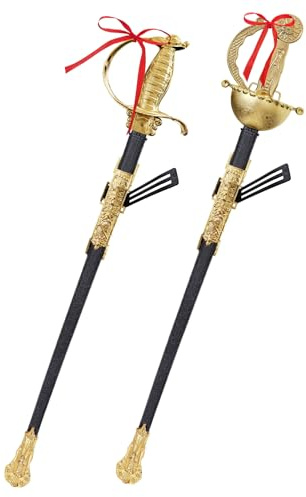 Spinosaurus 2stück Musketier Degen Fasching Kostüm Zubehör Kunststoff Ritterschwert Mit Scheide Lang LARP Schwert für Halloween Karneval Partei