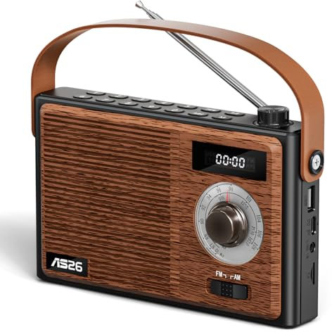 COLSUR Retro Radio mit Bluetooth Lautsprecher, Tragbarer Vintage Radio mit AM/FM Radios mit Batterie Wiederaufladbarer Lautsprecher mit Küchenradio Unterstützt USB/TF/AUX Funktion Geschenke für männer