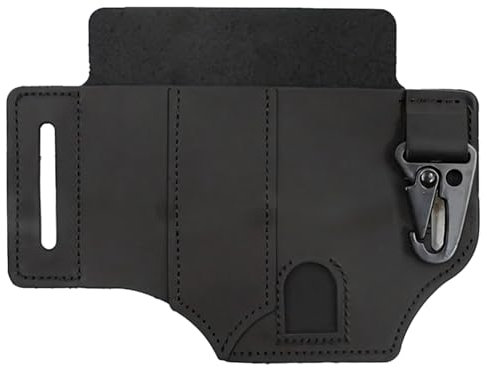 Fondina tattica in pelle con clip a sgancio rapido, custodia multiuso e passante per cintura per torce, coltelli e attrezzi di sopravvivenza