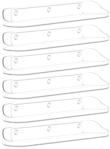 SpaceWhisper 15 inch Arcylic Floating Shelves for Wall, 6-Pack, Clear