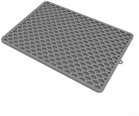 Eawfgtuw Alfombrilla de arena para gatos, alfombrilla de silicona para mascotas, orina e impermeable, diseño desmontable de doble capa con bordes elevados para caja de arena (gris)