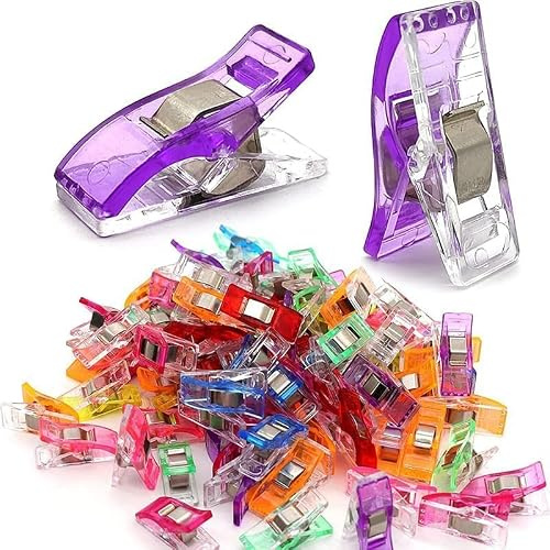 50 Pcs Sewing Clips for Fabric, Quilting Clips, Safe Alternative to Pins | Firm spring hold, smooth rounded edges, bright assorted colours, ideal in dressmaking, knitting, crochet and DIY
