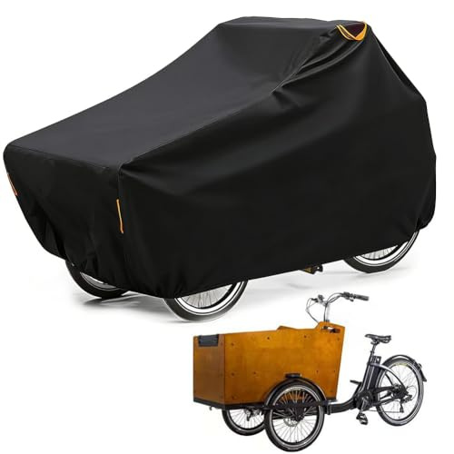 Cykelskydd, vattentät, 420D Oxford, cykelpresenning med reflektorremsor, UV-skydd, slitstarkt, cykelskyddsöverdrag, cykelgarage utomhus för 2 cyklar (270 x 75 x 100 cm) (B)