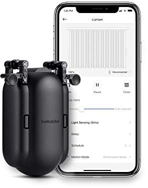 SwitchBot Curtain Smart Electric Motor, Wireless App or Automate Timer Control, Add Hub Compatible with Alexa, Google Home, IFTTT (I-Rail, Black)