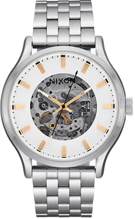 Nixon Herren Armbanduhr Spectra Edelstahl Automatik Silber 40mm, Wasserdichtigkeit: 10 Bar, A1323-179-00