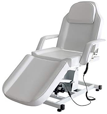 Mesa de masaje ajustable cama de masaje plegable eléctrica de piel sintética para salón profesional y hogar, 82 cm (L) x 180 cm (W) x 63-87 cm (H) (blanco)