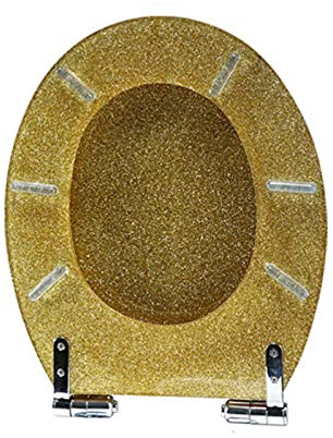 Toilettendeckel Klodeckel, WC Sitz Mit Absenkautomatik Kunstharz Motive Glitter WC Deckel, Toilettensitz Schnelle Veröffentlichung, Schwer Klobrille Toilettenbrille Toilet Seat,Gold