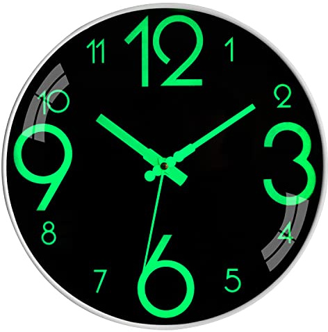 Warminn Glow in the Dark Wall Clock for Bedroom with Luminous Night Light