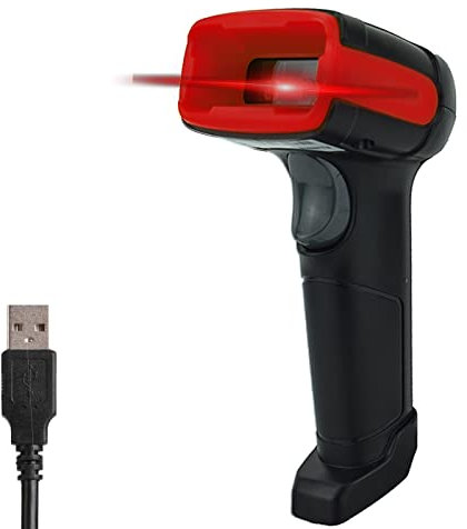 LENVII Kabelgebundener 2D Barcode Scanner-Handheld 1D QR Barcode Scanner（Rot）