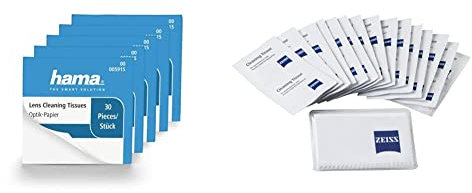 Hama Optik Reinigungspapier 150 Stück & ZEISS Reinigungstücher – Reinigungstücher Set für Objektive