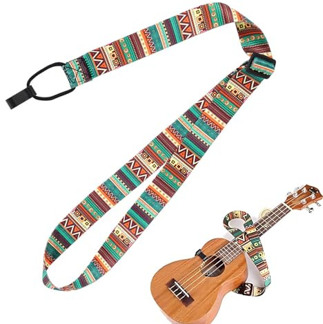 Rem Justerbar Bärrem Klassisk Gitarrrem, Klassisk Gitarrrem Rem Bohemisk Stil med Krok, 2,7 Cm Bred, Längd Justerbar Från 50 Cm Till 70 Cm