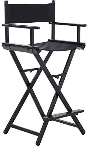 Warmiehomy Professional Makeup Chair Directors Chair Aluminium Tall Folding Camping Chairs for Adults Outdoor Indoor Use, Solid Wood, Breathable Canvas Professional Artist Chair