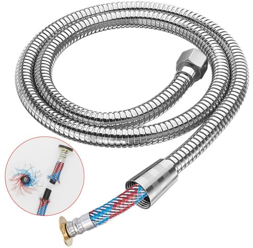 STOAT®Edelstahl-duschschläuche 1.5M，verdickter PVC-Innenschlauch, G1/2-Zoll-Glied, sehr flexibel und knickfest, auslaufsicher，schlauch dusche 1.5m，dusche schlauch 150cm，Brauseschlauch 1m50