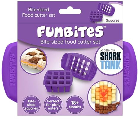 FunBites Purple Squares Sandwich Cutters For Kids Lunch Toddler Bite Size