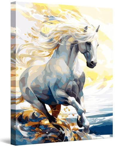 LZLHDE Mural de Caballo para Sala y Dormitorio con Marco