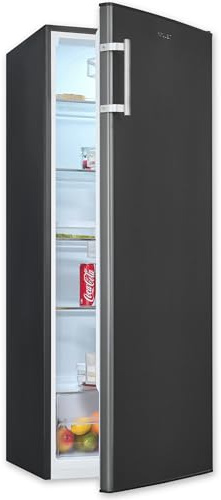 Exquisit Vollraum-Kühlschrank ohne Gefrierfach, 242 Liter, 5 Ablagen, 4 Türablagen, Türanschlag wechselbar, 55 cm Breite, KS320-V-H-040E inoxlook-az