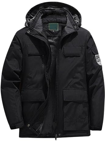 Generisch Winterjacke Herren Jacke Blousonjacke Herren Übergröße Wintermantel Skijacke Warme Wolljacke Outdoor Wanderanzug 5XL 9XL (Black, 8XL)