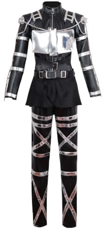 Anjinguang Eren Jaeger - Disfraz de cosplay de Levi para cosplay, uniforme de cuerpo de encuesta, traje de batalla negro, conjunto completo para fiesta de Halloween