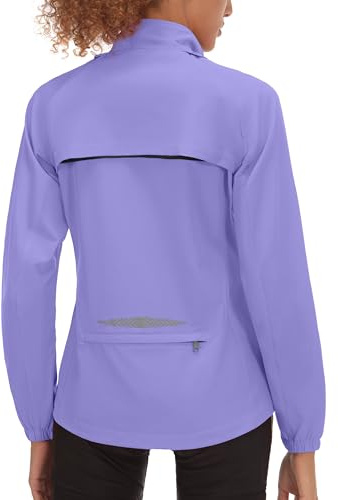 Little Donkey Andy Women's Lightweight Waterproof Cycling Jacket with Removable Sleeves for Biking Running Golf Light Purple XXL