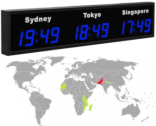 Reloj digital LED mundial, reloj de pared con zona horaria para 3/4/5, para hoteles y empresas multinacionales