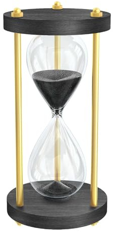 60 Minute Hourglass Sand Timer, Wooden Black 1 Hour Glass with Sand, Large Sand Clock Watch 60 Min, Vintage Reloj de Arena 1 Hora, Modern 60 Minute Sandglass for Home, Desk, Office, Decorative