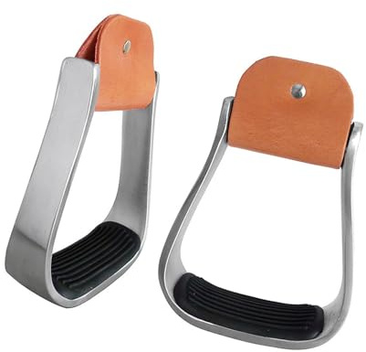 Whoasyst Estribos profesionales occidentales con alfombrilla de agarre de goma, diseño de aluminio para deportes ecuestres estables, estribos de caballo con alfombrilla de goma antideslizante