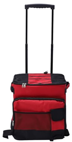 Hamwesh Frigo Portatile con Rotelle, Grande Frigorifero con Ruote da 43 Litri con Pellicola in Alluminio Impermeabile, Altezza Regolabile, Tasche Multiple per Viaggi in Campeggio in Spiaggia