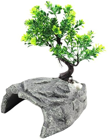 Tuxuseo Cueva de piedra para reptiles | Escondite de terrario para lagartos y serpientes | Ideal para todos los reptiles, perfecto para terrarios, acuarios y lugares de sol