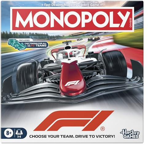 Monopoly F1 Edition Board Game | Officially Licensed FORMULA 1 Game | Family Games for Kids, Teens and Adults | 2-6 players | 45 Mins. | Ages 8+ - English Version