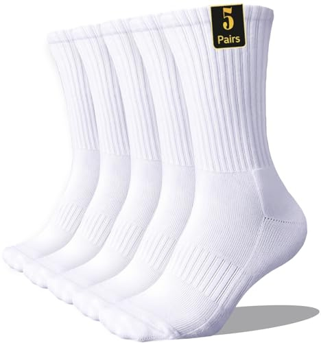 Wamicu Men’s Sports Socks 5 Pack – Cushioned Cotton Athletic Socks