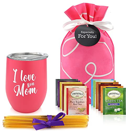 Gifts For Mom - Mom Gifts Tea Set, Gift Basket For Women, Birthday Gifts For Women, Mom Birthday Gifts or Mothers Day Gifts in Beautiful Gift Box includes Tea Cup, 12 Tea Bags & All Natural Honey