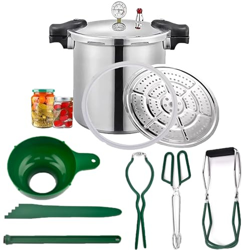 25 Quart Pressure Canner Cooker & pressure canners for canning & water bath canner | Pressure Gauge & Pressure Regulator | Induction Compatible & Pressure release 15.5 PSI (+/- 5%)