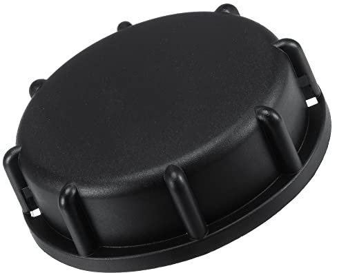 sourcing map IBC Tank Adapter 55mm ID Coarse Female Thread Plastic Water Tote Solid Cover Lid Cap with Gasket, Black