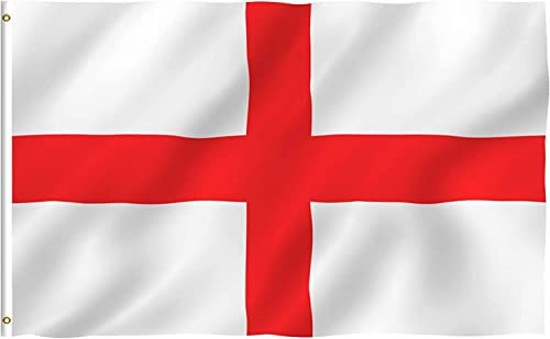 Large 8 x 5FT (240x150Cm) England Flag St George's Cross Red White English National Flag Polyester Fabric Brass Eyelets for Football World Cup Rugby Supporter
