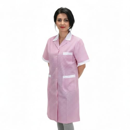 Peter's abiti da lavoro Batas de Trabajo Mujer Empresas de Limpieza Trabajadora Doméstica Camarera AI Planes, Cuadro Rosa, XL