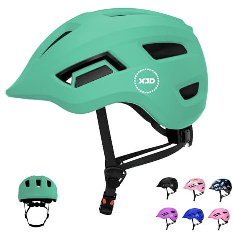 XJD Casco da bicicletta per bambini e ragazzi, casco regolabile per bambini 48-56 cm, casco da skateboard per ragazze e ragazzi 2-8 anni certificazione CE, casco da bici da (Verde, XS)