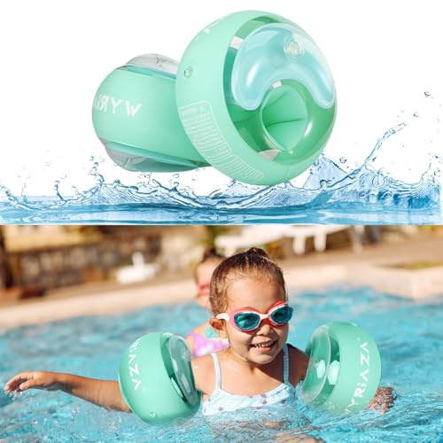 Loowarts Arm Floaties for Kids 2-6 Year,Inflatable Arm Bands Float as Water Wings & Swimmies,3-Chambers Independent Safety System for Toddler Weight (33-55 LB). Green Floater Sleeves.