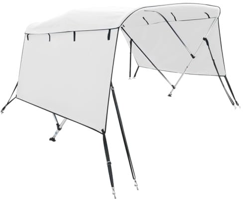 vidaXL 3 Bow Bimini Top mit Seitenteilen, Bootsverdeck mit Aluminiumrahmen, Sonnenverdeck Boot Sonnensegel, Anthrazitgrau 600D Polyester
