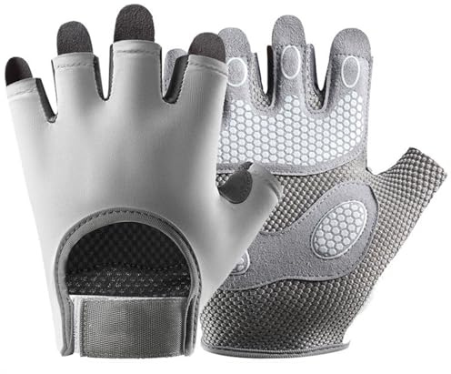 PTJJXA Guantes de Gimnasio para Hombre Mujer, Guantes de Levantamiento de Pesas, Antideslizantes Silicona Transpirables Acolchado, Guantes de Entrenamiento Gym para Musculación Fitness y Ciclismo