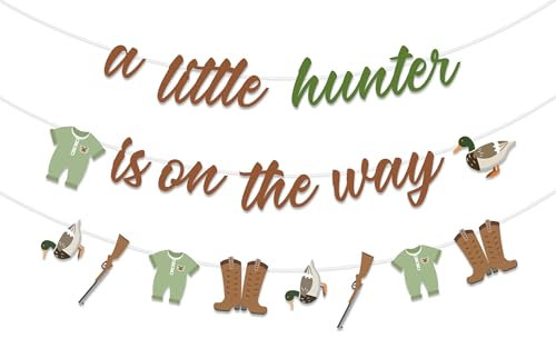 Sursurprise Ente Jagd Baby Dusche Dekorationen, ein kleiner Jäger ist auf dem Weg Banner, Stockente Jagd Banner für die Jagd Baby Dusche Party Supplies